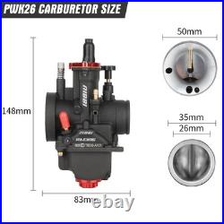 26mm Performance Racing Carburetor NIBBI PWK, 3 Main Jets & 1 Pilot Jet, Repla