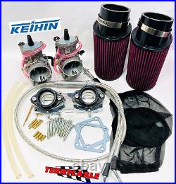 Banshee 28mm 28 mil Genuine Keihin PWK Carbs Complete Dual Carburetor Intake Kit