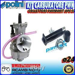 Set Carburettor Pwk Polini 24 Flat+Manifold Parmakit Bee 50 For 125 130 Cc